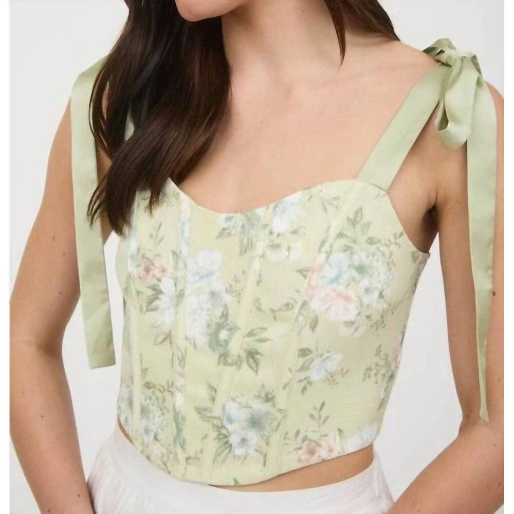 NEW MINE sweet corset sleeveless top in green